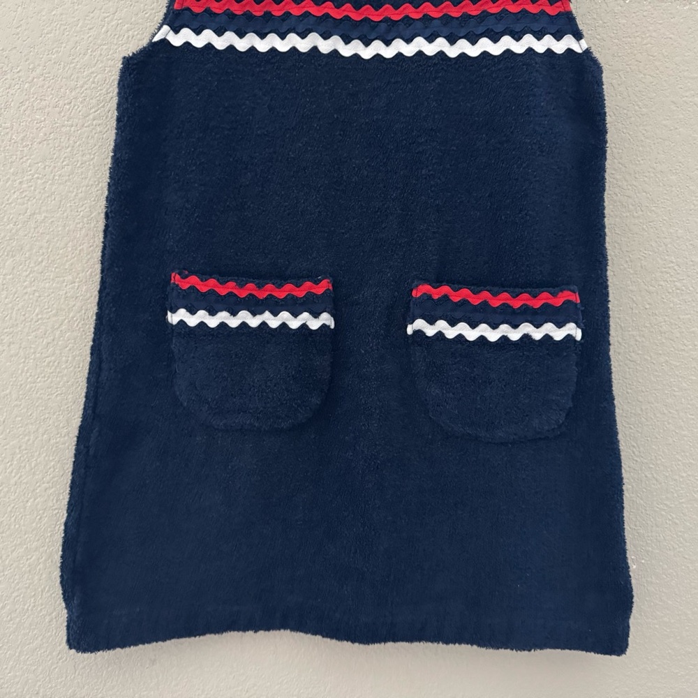 La Veste Mini Towel Dress Med Blue Red White Cotton Terry Americana Resort USA - Picture 8 of 11